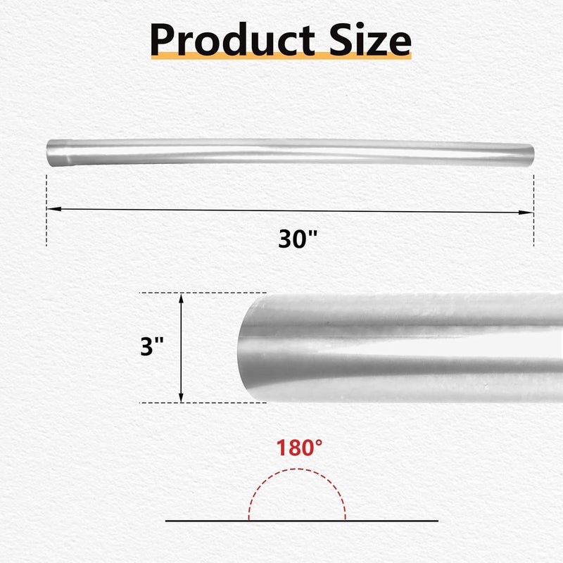 LCGP 3" Custom Mandrel Straight Exhaust Pipe, 30" Long, Made of Mild Steel Fit 3 Inch Exhaust System - Image 2
